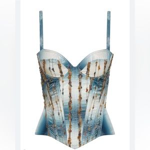 Cadolle Creation Paris Astrid floral embroidery milkmaid corset bustier crop top